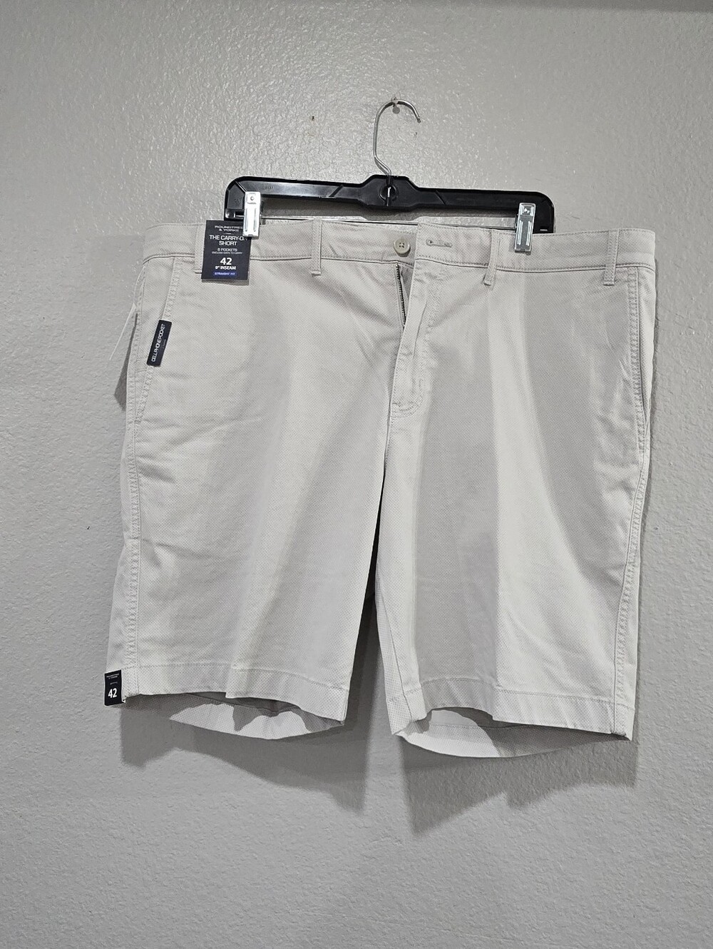 Roundtree & Yorke Men's Casual Chino Carry On Size 42 Shorts Light Gray